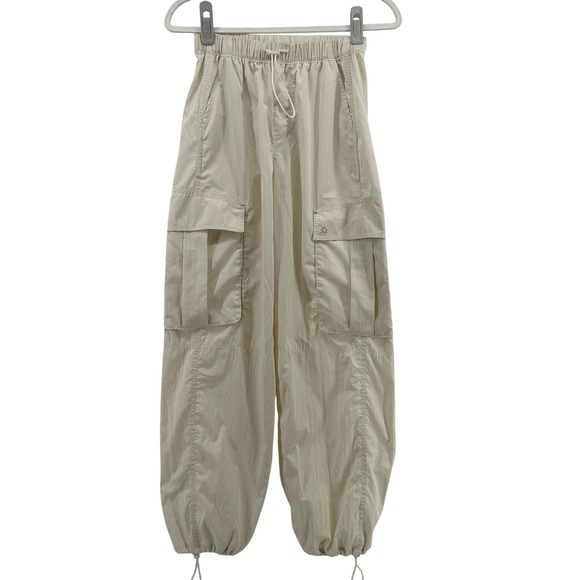Aerie Offline Cargo Pants Cream Drawstring Waist Joggers Womens Size S Lounge - Picture 3 of 13